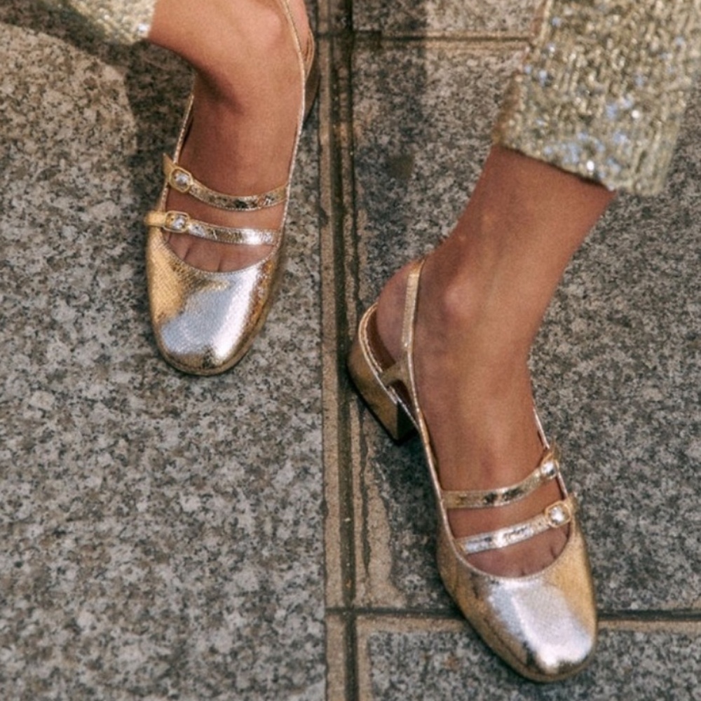 Sezane Paula Babies Embossed Gold - Size 7
